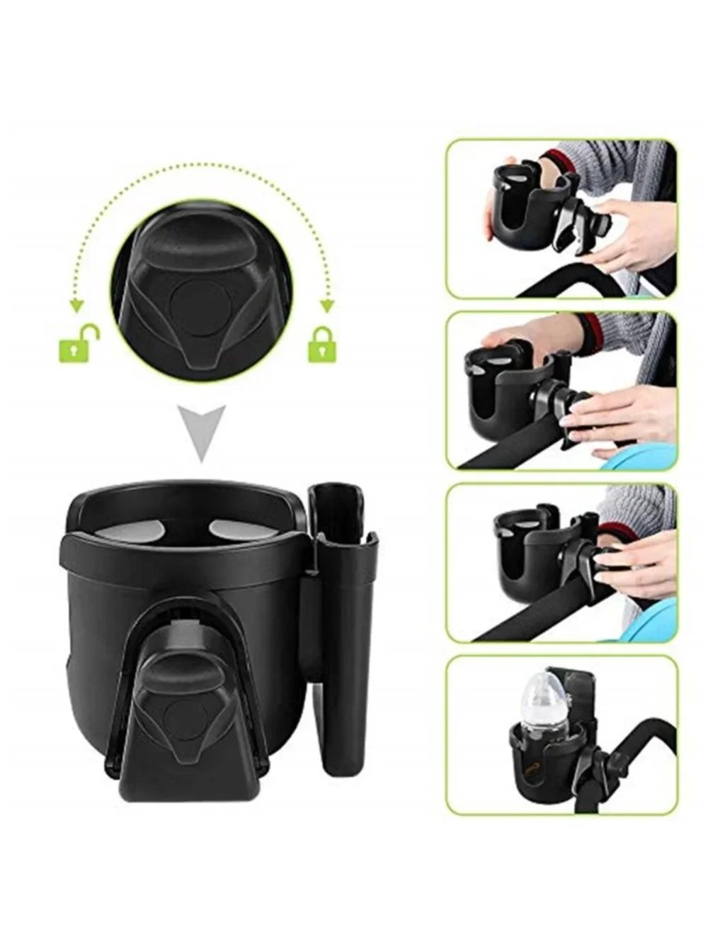 Stroller Cup Holder with Phone Holder, Bike Cup Holder, Universal Cup